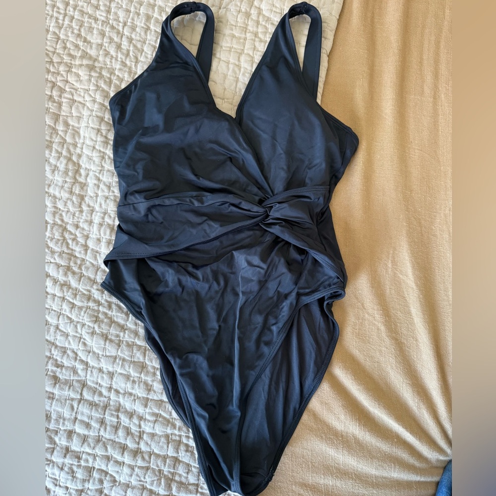 Andie Capri Black Swimsuit with Wrap Detail
